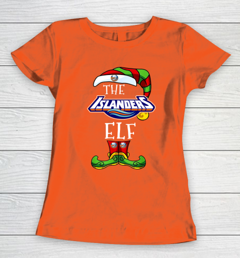 New York Islanders Christmas ELF Funny NHL Women's T-Shirt 3
