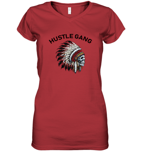 Hustle Gang lrtk hustle gang women v neck t shirt 39 front red
