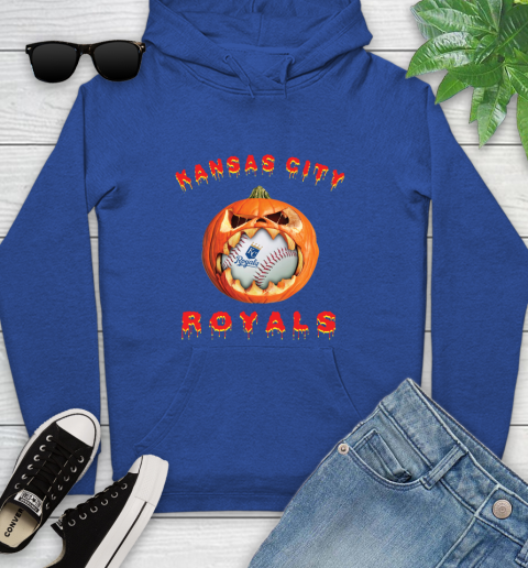 MLB Kansas City Royals Halloween Pumpkin Baseball Sports Youth Hoodie 9