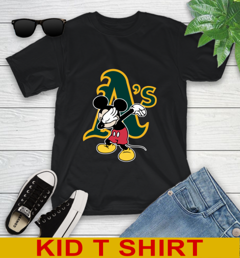 Oakland Athletics MLB Baseball Dabbing Mickey Disney Sports Youth T-Shirt 2
