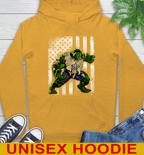 New Orleans Saints Hulk Marvel Avengers NFL Football American Flag Hoodie 2