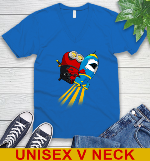 NFL Football Carolina Panthers Deadpool Minion Marvel Shirt V-Neck T-Shirt 5