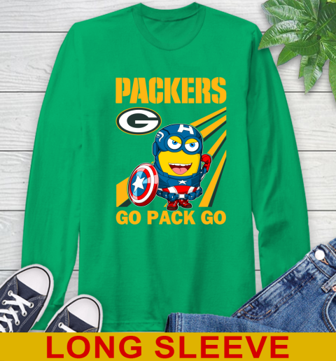 NFL Football Green Bay Packers Captain America Marvel Avengers Minion Shirt Long Sleeve T-Shirt 8