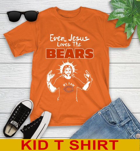 Chicago Bears NFL Football Even Jesus Loves The Bears Shirt Youth T-Shirt 8
