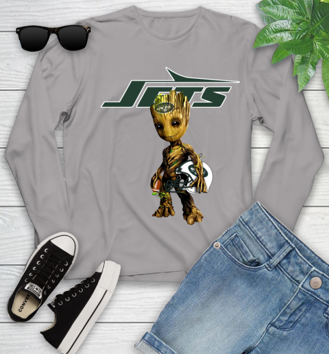 New York Jets NFL Football Groot Marvel Guardians Of The Galaxy Youth Long Sleeve 5