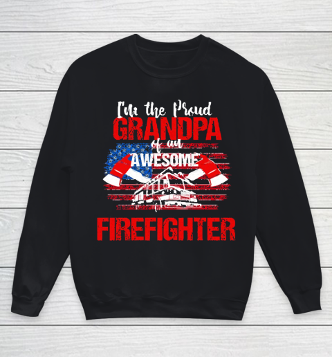 Grandpa Funny Gift Apparel  Proud Grandpa Of An Awesome Firefighter Youth Sweatshirt