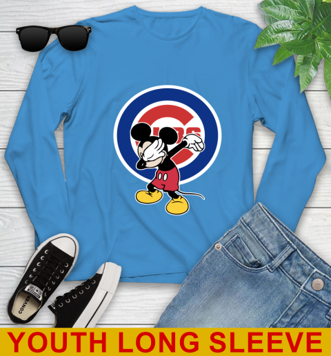 Chicago Cubs MLB Baseball Dabbing Mickey Disney Sports Youth Long Sleeve 8