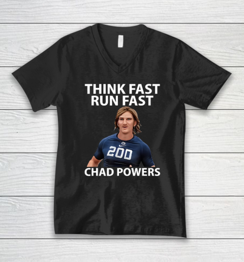 Chad Powers American Football, Think Fast Run Fast V-Neck T-Shirt