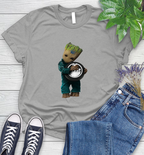 NHL Groot Guardians Of The Galaxy Hockey Sports Edmonton Oilers Women's T-Shirt 10