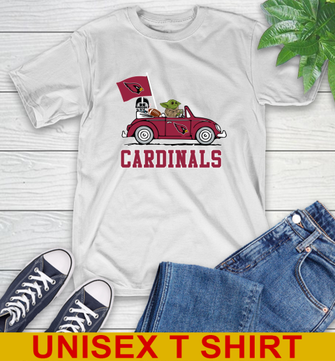 NFL Football Arizona CardinalsDarth Vader Baby Yoda Driving Star Wars Shirt T-Shirt