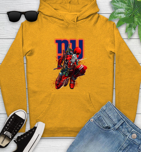 NFL Deadpool Marvel Comics Sports Football New York Giants Youth Hoodie 3