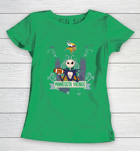 NFL Minnesota Vikings Football Jack Skellington Halloween Women's T-Shirt 5