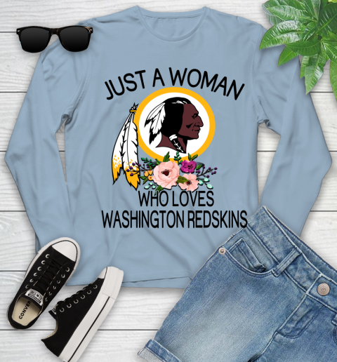 NFL Just A Woman Who Loves Washington Redskins Football Sports Youth Long Sleeve 6