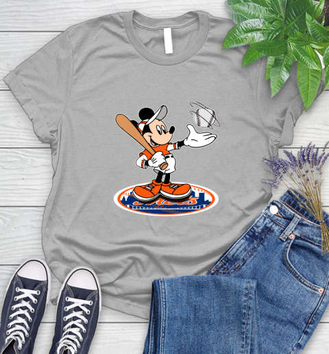 MLB Baseball New York Mets Cheerful Mickey Disney Shirt Women's T-Shirt 5