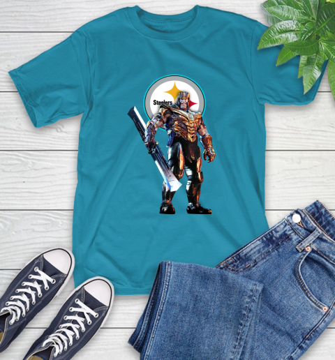 NFL Thanos Gauntlet Avengers Endgame Football Pittsburgh Steelers T-Shirt 8