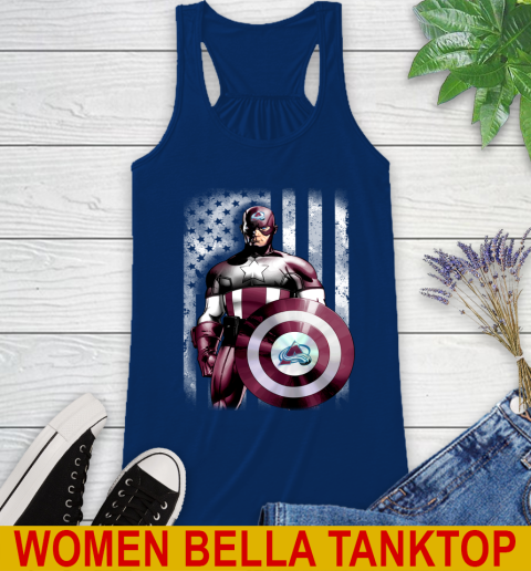 Colorado Avalanche NHL Hockey Captain America Marvel Avengers American Flag Shirt Racerback Tank - Image 8