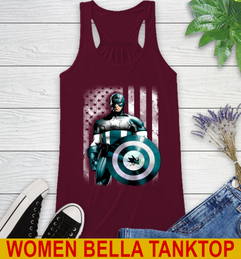 San Jose Sharks NHL Hockey Captain America Marvel Avengers American Flag Shirt Racerback Tank 2