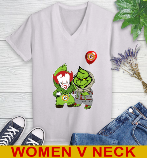 Indiana Pacers Baby Pennywise Grinch Christmas NBA Basketball Women's V-Neck T-Shirt