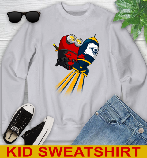 NFL Football Los Angeles Rams Deadpool Minion Marvel Shirt Youth Sweatshirt 3