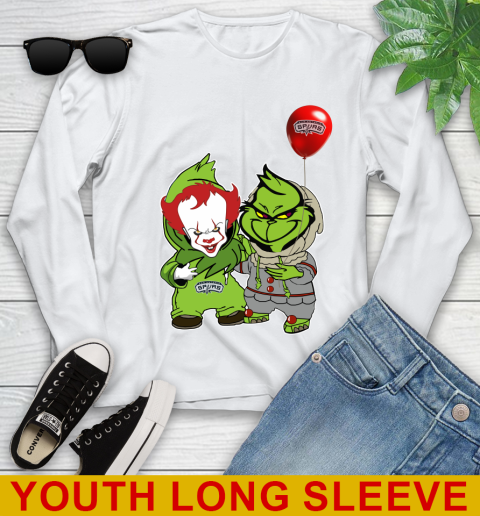 San Antonio Spurs Baby Pennywise Grinch Christmas NBA Basketball Youth Long Sleeve
