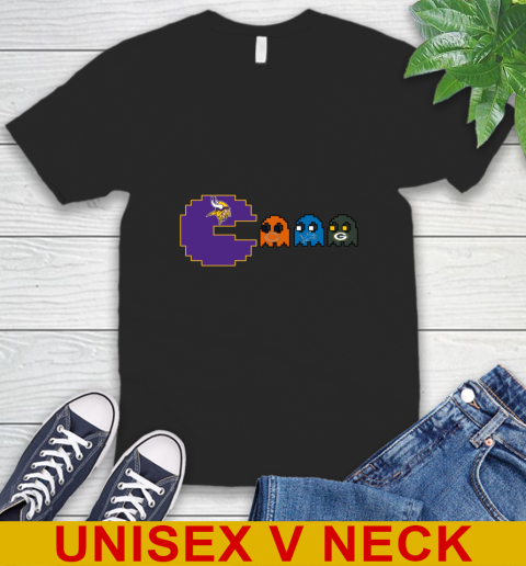 Minnesota Vikings NFL Football Pac Man Champion V-Neck T-Shirt 2