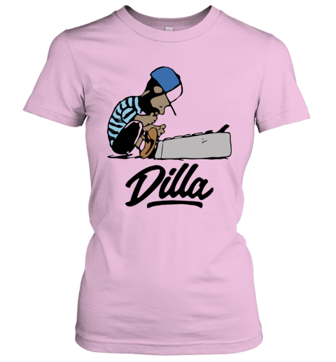 4njs schroeder peanuts j dilla snoopy mashup shirts ladies t shirt 20 front light pink