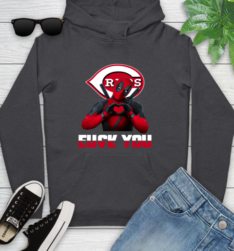MLB Cincinnati Reds Deadpool Love You Fuck You Baseball Sports Youth Hoodie 8