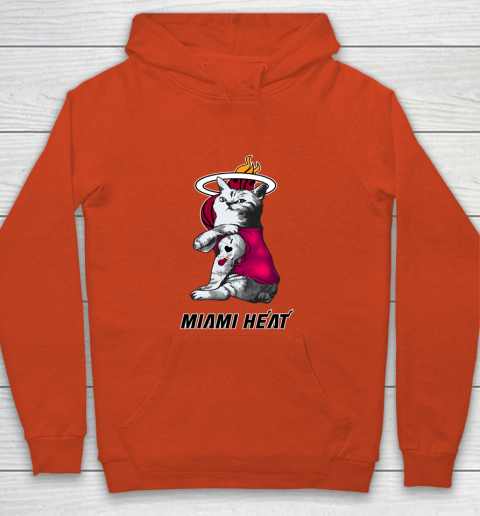 NBA Basketball My Cat Loves Miami Heat Youth Hoodie 3