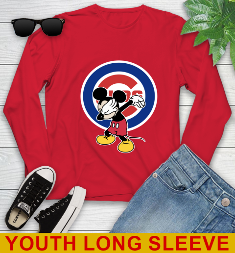 Chicago Cubs MLB Baseball Dabbing Mickey Disney Sports Youth Long Sleeve 11