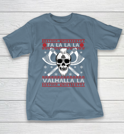 Ugly Christmas Sweater Fa La La Valhalla Viking T-Shirt 6