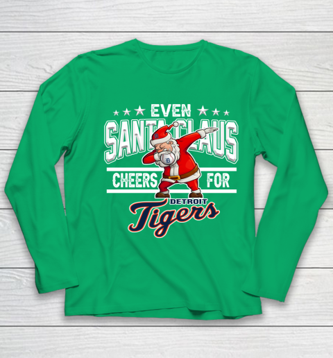 Detroit Tigers Even Santa Claus Cheers For Christmas MLB Youth Long Sleeve 4