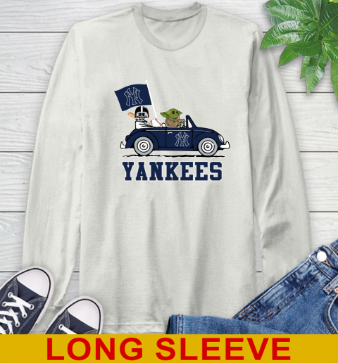 MLB Baseball New York Yankees Darth Vader Baby Yoda Driving Star Wars Shirt Long Sleeve T-Shirt 12