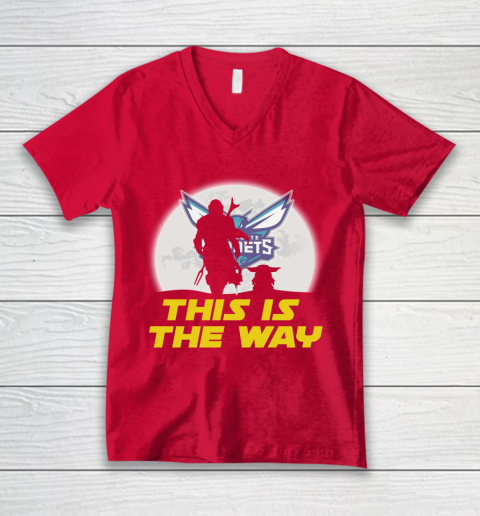 Charlotte Hornets NBA Basketball Star Wars Yoda And Mandalorian This Is The Way V-Neck T-Shirt 6