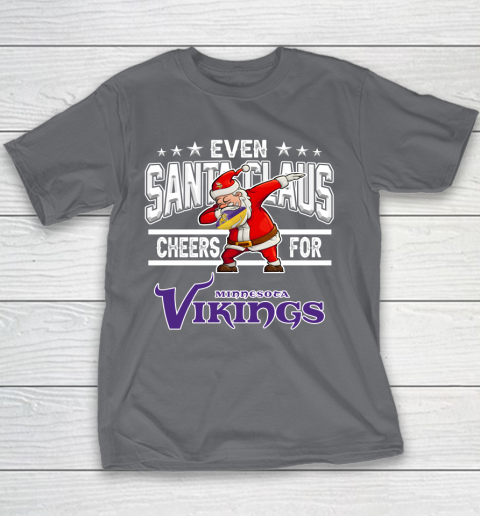 Minnesota Vikings Even Santa Claus Cheers For Christmas NFL Youth T-Shirt 5