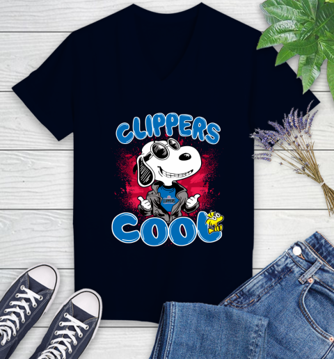 NBA Basketball LA Clippers Cool Snoopy Shirt Women's V-Neck T-Shirt 2