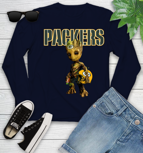Green Bay Packers NFL Football Groot Marvel Guardians Of The Galaxy Youth Long Sleeve 3