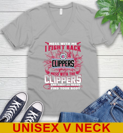 NBA Basketball LA Clippers Mess With Me I Fight Back Mess With My Team And They'll Never Find Your Body Shirt V-Neck T-Shirt 3