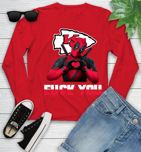 NHL Kansas City Chiefs Deadpool Love You Fuck You Football Sports Youth Long Sleeve 11