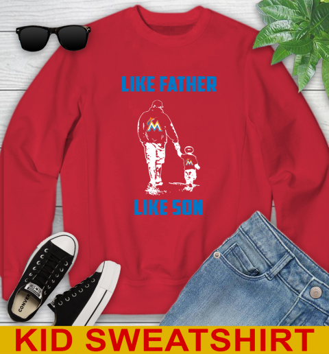 Miami Marlins MLB Baseball Like Father Like Son Sports Youth Sweatshirt 7