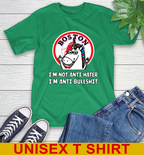 Boston Red Sox MLB Baseball Unicorn I'm Not Anti Hater I'm Anti Bullshit T-Shirt 7
