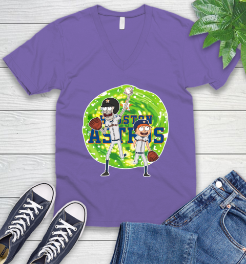 MLB Houston Astros Rick And Morty Baseball Sports V-Neck T-Shirt 10