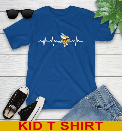 Minnesota Vikings NFL Football Heart Beat Shirt Youth T-Shirt 10