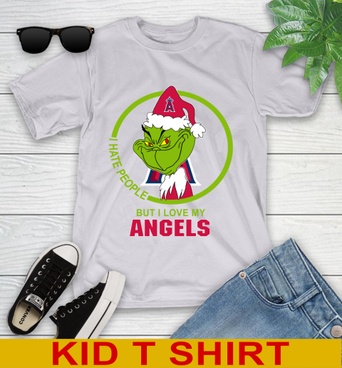 Los Angeles Angels MLB Christmas Grinch I Hate People But I Love My Favorite Baseball Team Youth T-Shirt 5