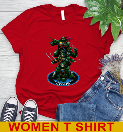 NFL Football Detroit Lions Teenage Mutant Ninja Turtles Shirt Women's T-Shirt 10