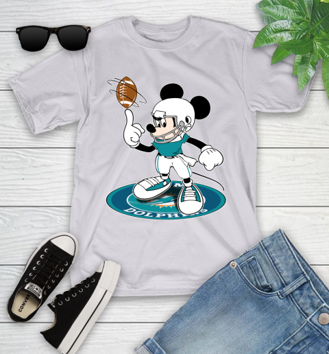 NFL Football Miami Dolphins Cheerful Mickey Disney Shirt Youth T-Shirt 4