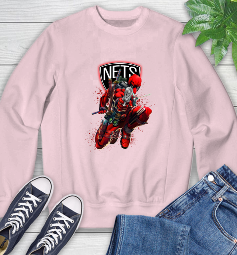 NBA Deadpool Marvel Comics Sports Basketball Brooklyn Nets Sweatshirt 9