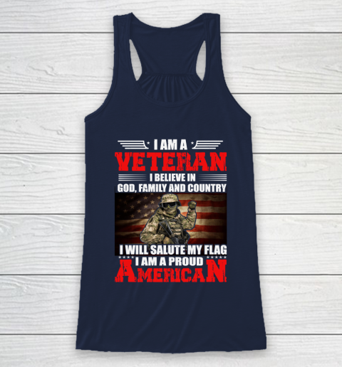 Veteran Shirt Im a Veteran I Believe In God Family And Country Anerican Flag Racerback Tank 16