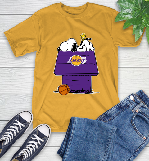 Los Angeles Lakers NBA Basketball Snoopy Woodstock The Peanuts Movie T-Shirt 3