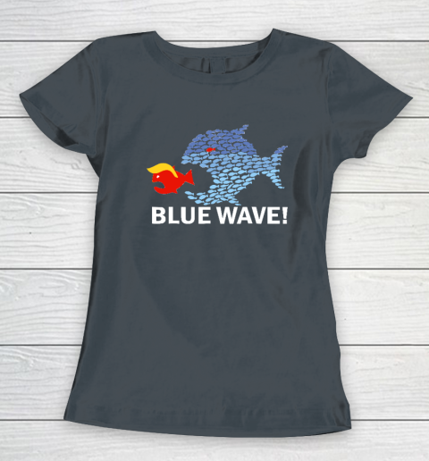 Blue Wave 2024 Funny Big Fish Eat Little Fish Trump Hair Women's T-Shirt 3