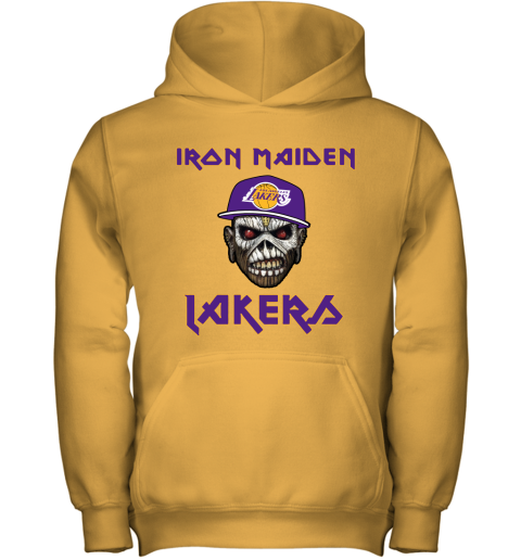 3mxd nba los angeles lakers iron maiden rock band music basketball youth hoodie 43 front gold